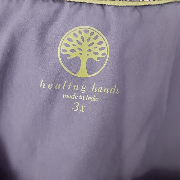 HEALING HANDS GREY/PAISLEY MULTI COLOR SMOCKED SCRUB TOP COTTON #5011X WMS 3XL - Picture 4 of 10